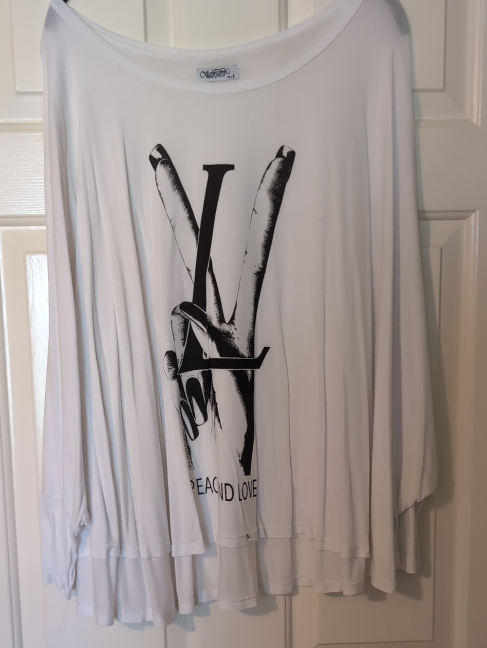 Lauren Moshi white dolman sleeve tunic T Sz M/L